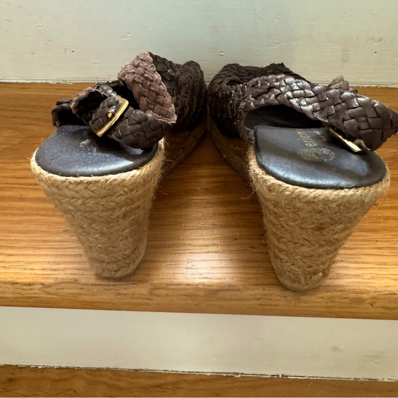 Eric Michael brown woven leather wedge jute espadrilles - Picture 5 of 6